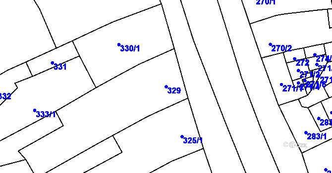 Parcela st. 329 v KÚ Uhřičice, Katastrální mapa