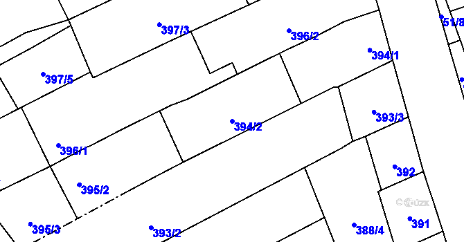 Parcela st. 394/2 v KÚ Uhřičice, Katastrální mapa
