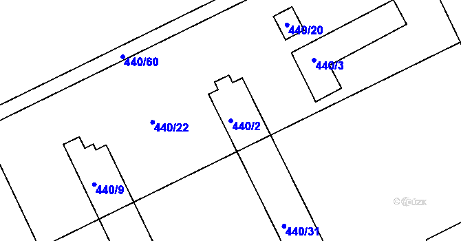 Parcela st. 440/2 v KÚ Uhřičice, Katastrální mapa