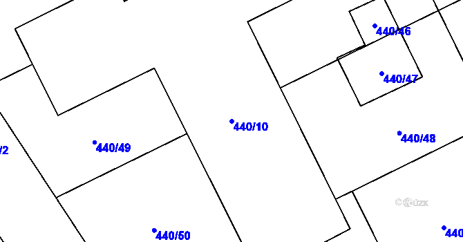 Parcela st. 440/10 v KÚ Uhřičice, Katastrální mapa