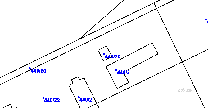 Parcela st. 440/20 v KÚ Uhřičice, Katastrální mapa