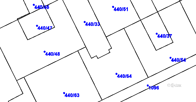 Parcela st. 440/34 v KÚ Uhřičice, Katastrální mapa