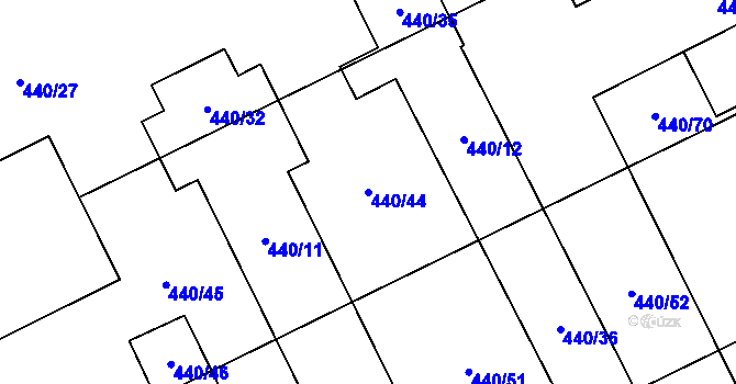 Parcela st. 440/44 v KÚ Uhřičice, Katastrální mapa