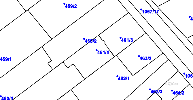 Parcela st. 461/1 v KÚ Uhřičice, Katastrální mapa