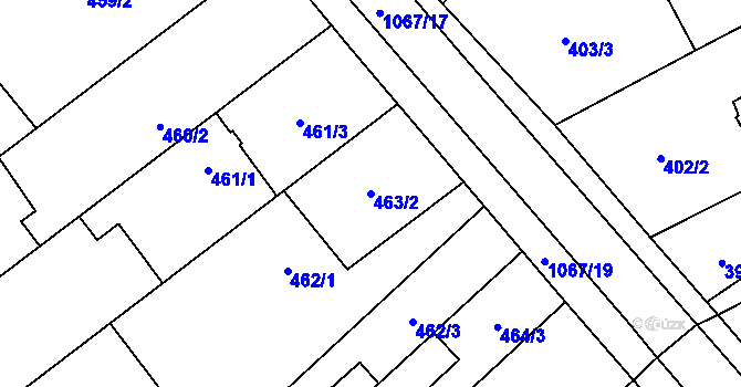 Parcela st. 463/2 v KÚ Uhřičice, Katastrální mapa