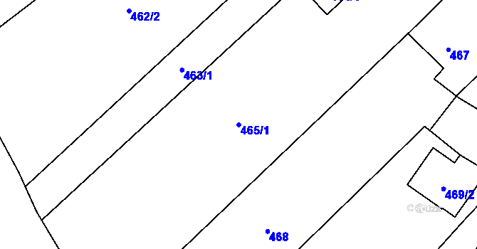 Parcela st. 465/1 v KÚ Uhřičice, Katastrální mapa