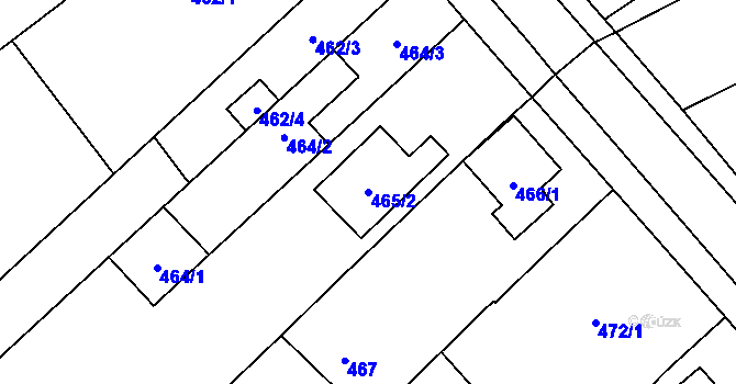 Parcela st. 465/2 v KÚ Uhřičice, Katastrální mapa
