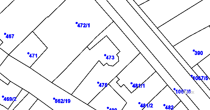Parcela st. 473 v KÚ Uhřičice, Katastrální mapa