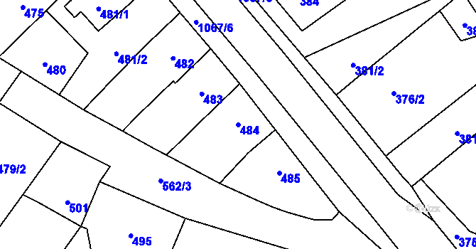 Parcela st. 484 v KÚ Uhřičice, Katastrální mapa