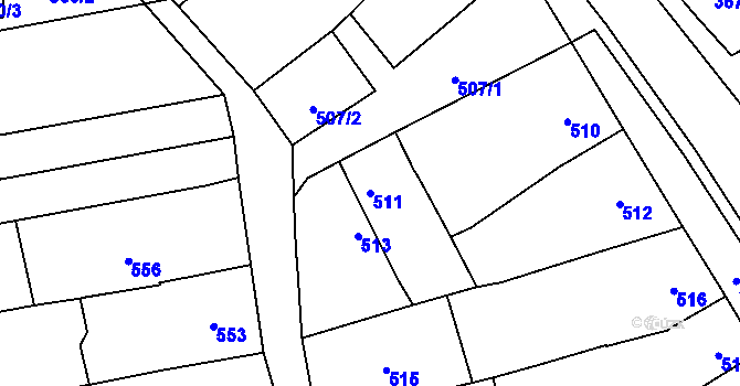Parcela st. 511 v KÚ Uhřičice, Katastrální mapa