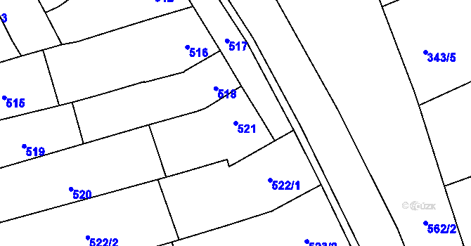 Parcela st. 521 v KÚ Uhřičice, Katastrální mapa
