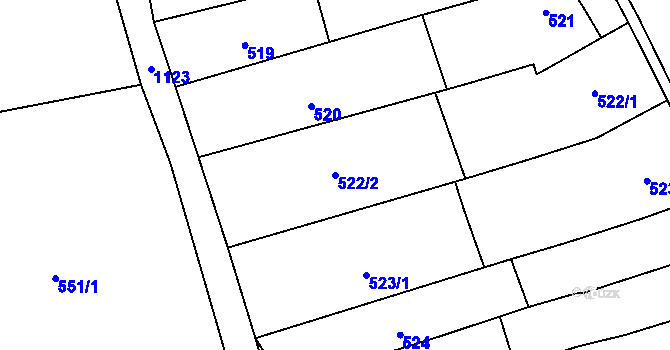 Parcela st. 522/2 v KÚ Uhřičice, Katastrální mapa