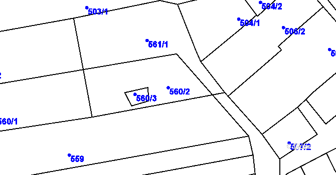 Parcela st. 560/2 v KÚ Uhřičice, Katastrální mapa