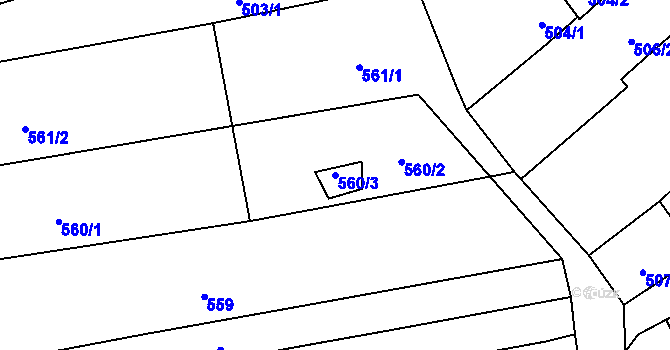 Parcela st. 560/3 v KÚ Uhřičice, Katastrální mapa