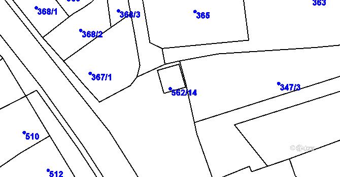 Parcela st. 562/14 v KÚ Uhřičice, Katastrální mapa