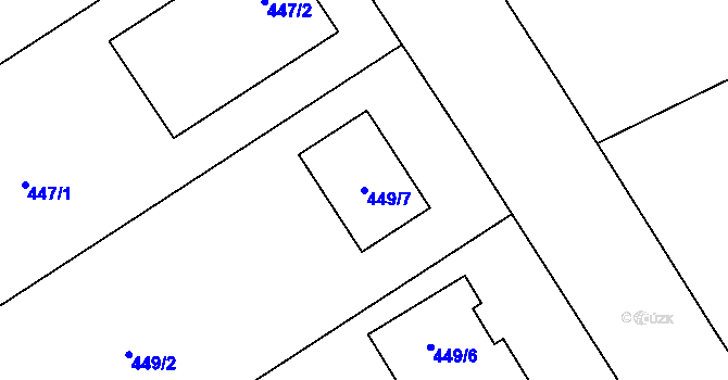 Parcela st. 449/7 v KÚ Uhřičice, Katastrální mapa