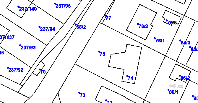 Parcela st. 75 v KÚ Hájek u Uhříněvsi, Katastrální mapa