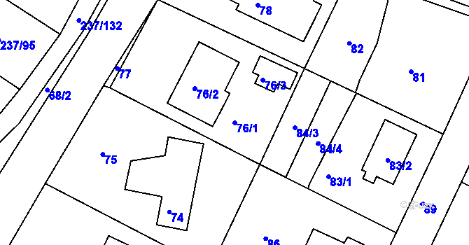 Parcela st. 76/1 v KÚ Hájek u Uhříněvsi, Katastrální mapa