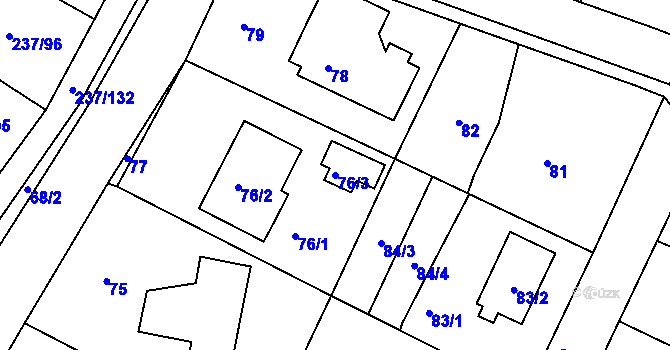 Parcela st. 76/3 v KÚ Hájek u Uhříněvsi, Katastrální mapa
