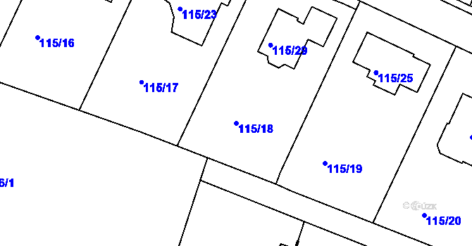 Parcela st. 115/18 v KÚ Hájek u Uhříněvsi, Katastrální mapa