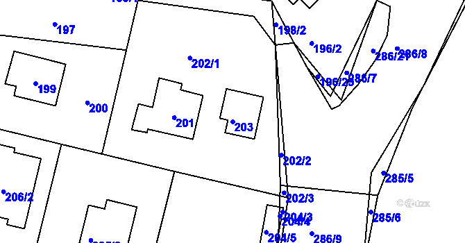 Parcela st. 203 v KÚ Hájek u Uhříněvsi, Katastrální mapa
