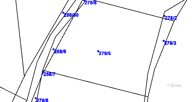 Parcela st. 279/5 v KÚ Hájek u Uhříněvsi, Katastrální mapa
