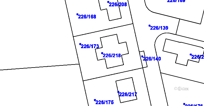 Parcela st. 226/218 v KÚ Hájek u Uhříněvsi, Katastrální mapa