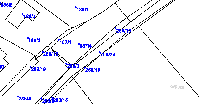 Parcela st. 258/29 v KÚ Hájek u Uhříněvsi, Katastrální mapa