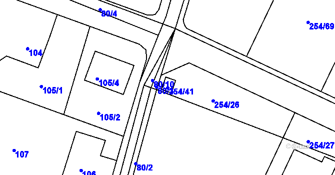 Parcela st. 254/41 v KÚ Hájek u Uhříněvsi, Katastrální mapa