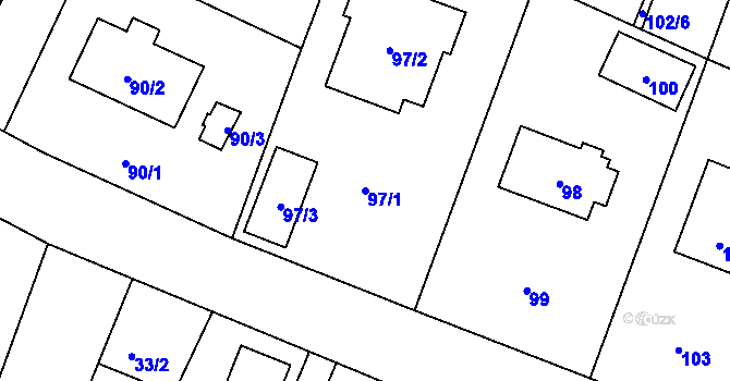Parcela st. 97/1 v KÚ Hájek u Uhříněvsi, Katastrální mapa