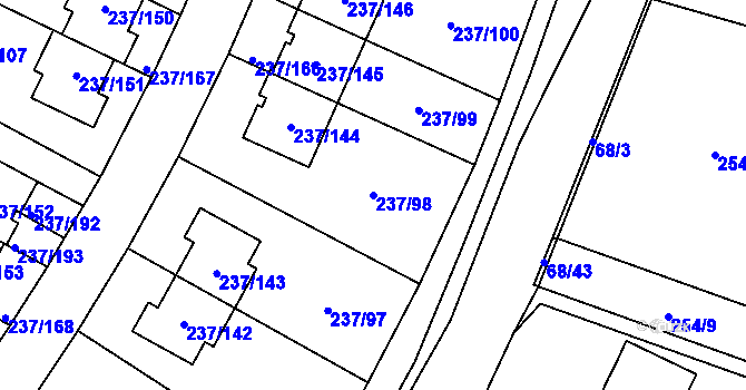 Parcela st. 237/98 v KÚ Hájek u Uhříněvsi, Katastrální mapa