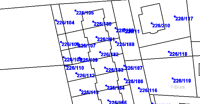 Parcela st. 226/182 v KÚ Hájek u Uhříněvsi, Katastrální mapa