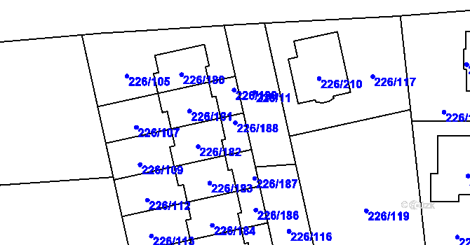 Parcela st. 226/188 v KÚ Hájek u Uhříněvsi, Katastrální mapa