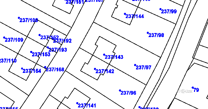 Parcela st. 237/143 v KÚ Hájek u Uhříněvsi, Katastrální mapa