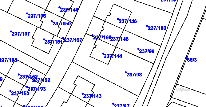 Parcela st. 237/144 v KÚ Hájek u Uhříněvsi, Katastrální mapa