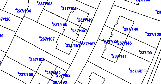 Parcela st. 237/167 v KÚ Hájek u Uhříněvsi, Katastrální mapa