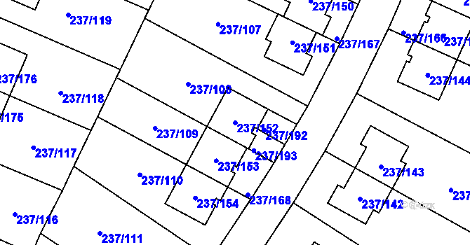 Parcela st. 237/152 v KÚ Hájek u Uhříněvsi, Katastrální mapa