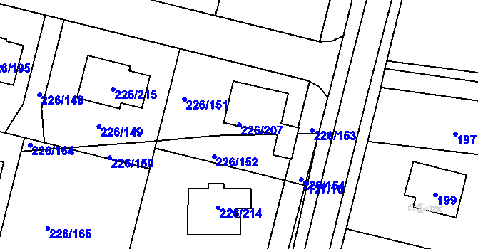 Parcela st. 226/207 v KÚ Hájek u Uhříněvsi, Katastrální mapa