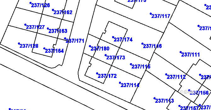 Parcela st. 237/173 v KÚ Hájek u Uhříněvsi, Katastrální mapa