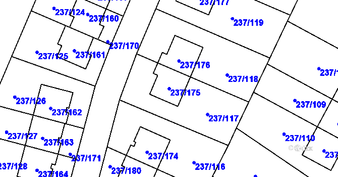 Parcela st. 237/175 v KÚ Hájek u Uhříněvsi, Katastrální mapa
