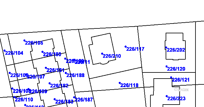 Parcela st. 226/210 v KÚ Hájek u Uhříněvsi, Katastrální mapa