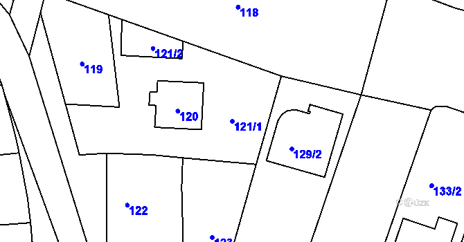 Parcela st. 121/1 v KÚ Hájek u Uhříněvsi, Katastrální mapa