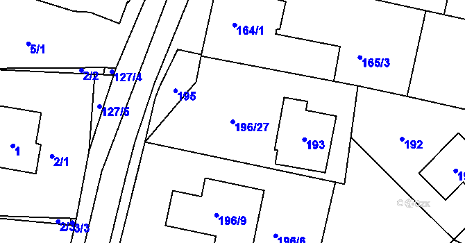 Parcela st. 196/27 v KÚ Hájek u Uhříněvsi, Katastrální mapa