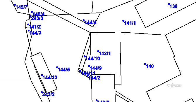 Parcela st. 142/1 v KÚ Pitkovice, Katastrální mapa