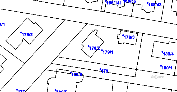 Parcela st. 178/2 v KÚ Pitkovice, Katastrální mapa
