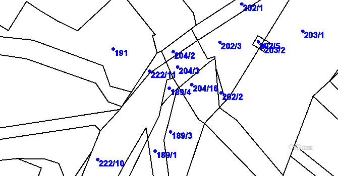 Parcela st. 189/4 v KÚ Pitkovice, Katastrální mapa