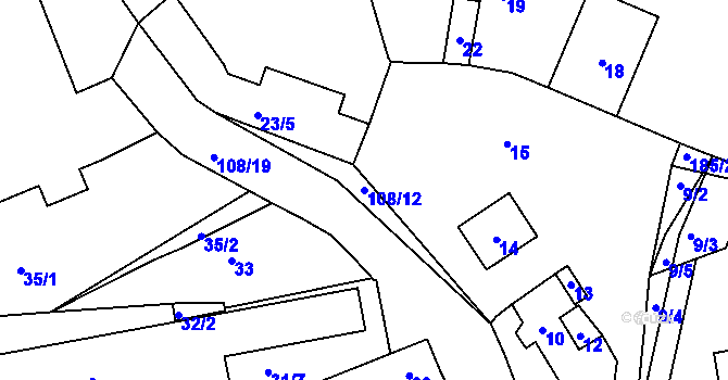 Parcela st. 108/12 v KÚ Pitkovice, Katastrální mapa