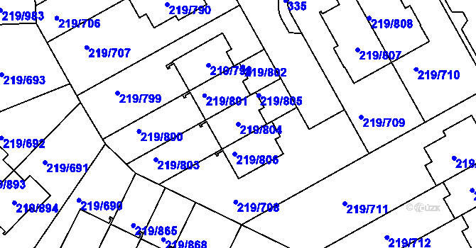 Parcela st. 219/804 v KÚ Pitkovice, Katastrální mapa