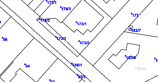 Parcela st. 173/2 v KÚ Pitkovice, Katastrální mapa