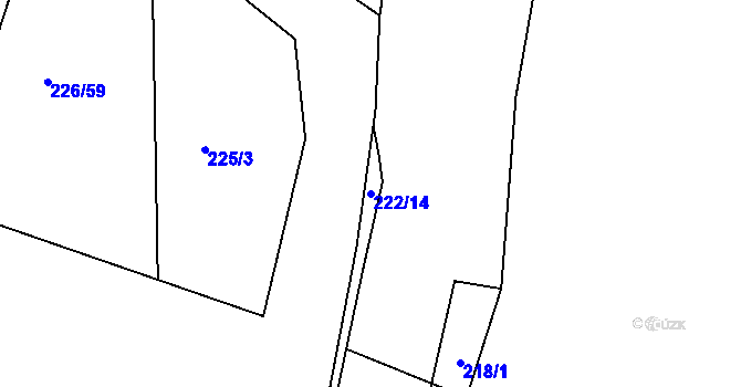 Parcela st. 222/14 v KÚ Pitkovice, Katastrální mapa